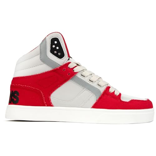 Osiris Clone - Skateboard Shoes for Men - Synthetic Leather Upper - Lightweight Padded Tongue Collar White/Red/Navy 13 D - Medium