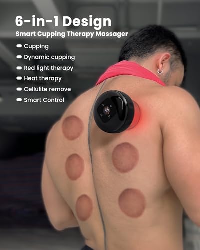 Image of UOTT 6-in-1 Smart Cupping Therapy Massager, 20 Levels Heat & Suction Electric Cupping Kit for Massage Therapy, Cupping Therapy Set for Muscle SoreneFss, Knots & Pain Relief