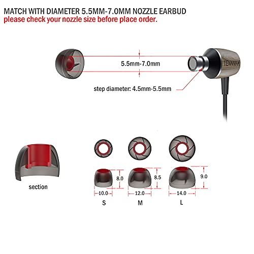 TENNMAK - Set di 12 gommini per auricolari in