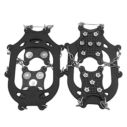 DZQUY Chaussures de Neige Couvre Les Pointes de Glace Poignées de 12-Dents Camping Crampon Chaussures de Chaussures antidérapantes adaptées aux Personnes âgées et aux Enfants,Noir,L