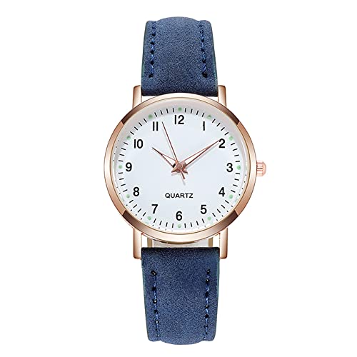 Women Luminous Watch Belt Scale Dotted Little Watch Stars Watch Frosted Point with Two Tone Watches for (Blue, One Size)