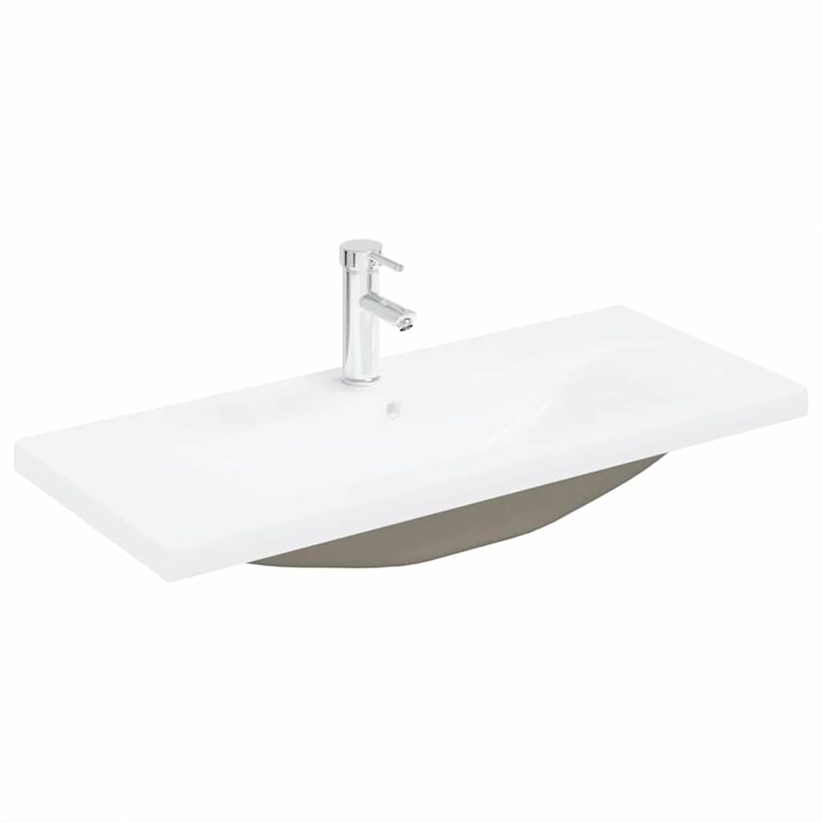 Mobile per lavabo con cassetti, 90 x 38,5 x 48 cm, colore nero, effetto quercia in legno, ceramica, bagno