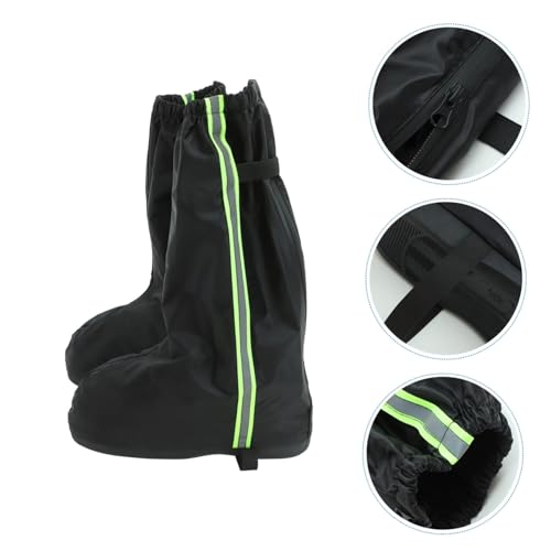 Cubrecalzado impermeable para lluvia de tela Oxford negro para mujer, cubrebotas altas con diseño reflectante miniatura 6