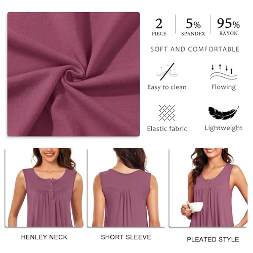 Bestbee Womens Sleeveless Pajama Sets 2 Piece Sleepwear Summer Lounge Outfits Henley Tanks Capri Pants Ladies Pjs4