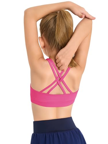 Opiniones de Sujetadores deportivos para Niña más recomendados. 40 Haloumoning - Brasier de entrenamiento para niñas con tirantes y cuello redondo, para yoga, deportes, comodidad, baile, parte superior corto de 5 a 14 años, Rosa fuerte, 9-10...