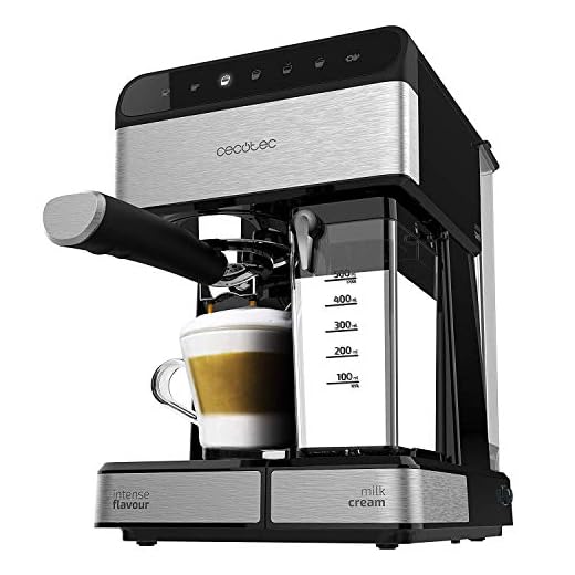 Cecotec Power Instant-ccino 20 - Cafetera Semiautomatica, Presión 20 Bares, Capacidad de 1.4 l, 6 Funciones, Calentador por Thermoblock, Control Táctil, Tanque de leche, 1350 W, Color Negra