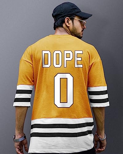 Image of EYEBOGLER Oversized Loose Baggy Fit Drop Shooulder Half Sleeves Cotton Blend Printed T-Shirt for Men