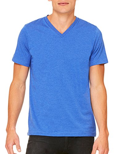 Bella + Canvas Unisex Jersey Short-Sleeve V-Neck T-Shirt L HTHR TRUE ROYAL
