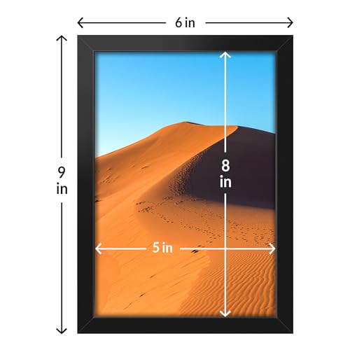 LaVie Home 5.5x8.5 Picture Frame for Wall Display, 5.5x8.5 Black Picture Frame with HD Plexiglas, 5.5 x 8.5 Frame 1 Pack, Display Frame for Vertical or Horizontal, Classic Collection