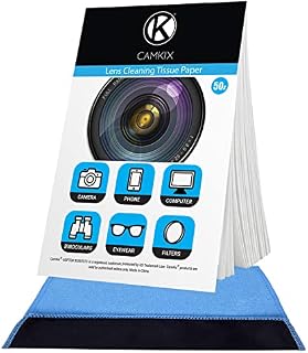 Camkix Lens Cleaning Paper Tissue 6X booklets/300 Sheets + Double Sided Cleaning Cloth - Lens Cleaning Paper for Use on Camera Lenses - Double-Sided Cleaning Cloth for Use on Electronic Screens