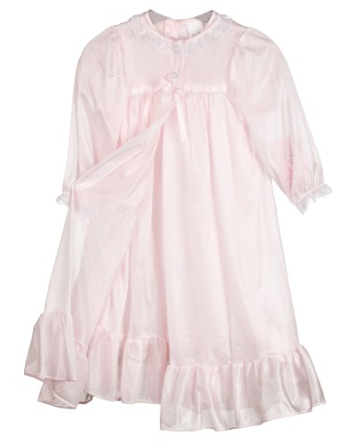 Laura Dare Little Girls Long Sleeve Traditional Peignoir Set, (2T-6X)