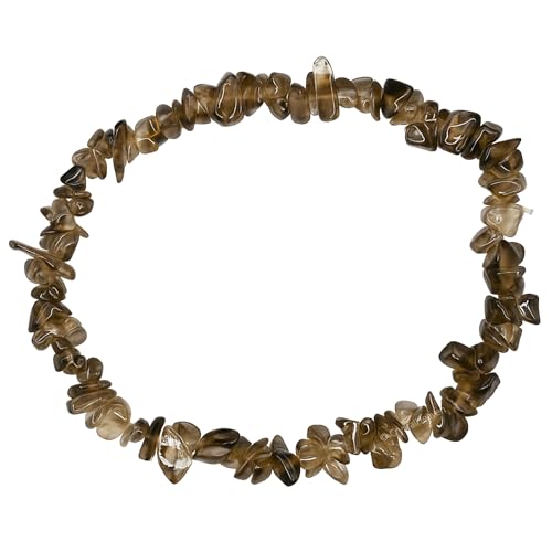 Image of Certified Smoky Quartz Bracelet for Women Men with Healing Crystal and Reiki Stone - Beautiful Gemstone Beaded Bracelet for Balance, Harmony & Positive Energy (Chips Stone Beads)