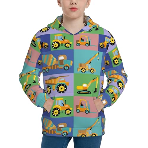Construction Machinery Kid Hoodies Boys Sweatshirts Girls Pullover with Pocket