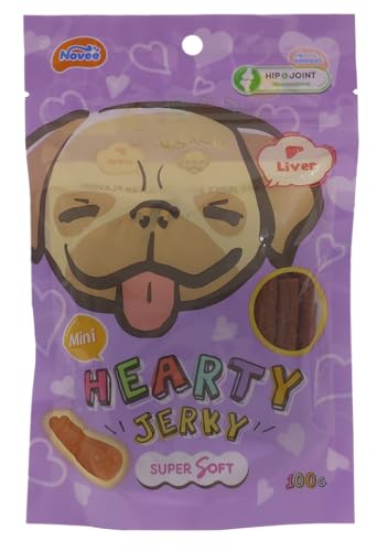 Image of Novee Hearty Jerky Mini Liver Flavour Dog Treats, High Protein, Nutrient-Rich Bites for Dogs, Soft & Tasty Reward Snack for Training, Immunity & Daily Health,100 G,All Life Stages
