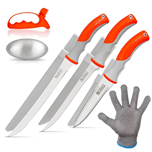 Maxam Wild Fish 6 Piece Fish Fillet Knife Set, Multipurpose Set Ideal for Cleaning Fish and Many Other Kitchen Tasks