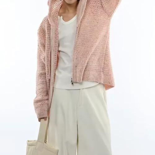 Men's Street-Inspired Hooded Knitted Cardigan Lightweight Drawstring Zipper And Loose-Fitting Top.4