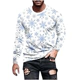 Deals of The Day Men's Christmas T-Shirts Long Sleeve Crewneck Pullover Big and Tall Xmas Shirt Merry Christmas Shirt for Men 2023 Mens Christmas Sweater Funny White 4X