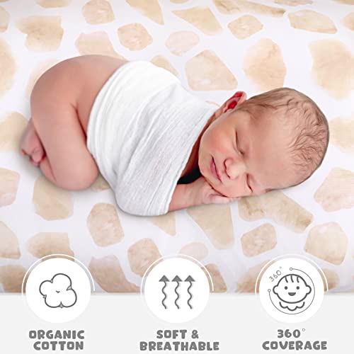4 Pcs Baby Bassinet Sheets Soft Fitted For Baby Boys Girls Soft Cotton Animals Bassinet Sheet Cover Safe Comfort For Standard Bassinet Pads Rectangular Mattress Cradle, Zebra, Giraffe #TOP1