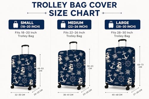 Image of Printed Luggage Cover for Traveling Bag & Suitcase - Stretchable & Scratchproof Trolley Protector with Velcro Lock & Lightweight Washable Material(Suitcase Not Included, Only Cover in Product)