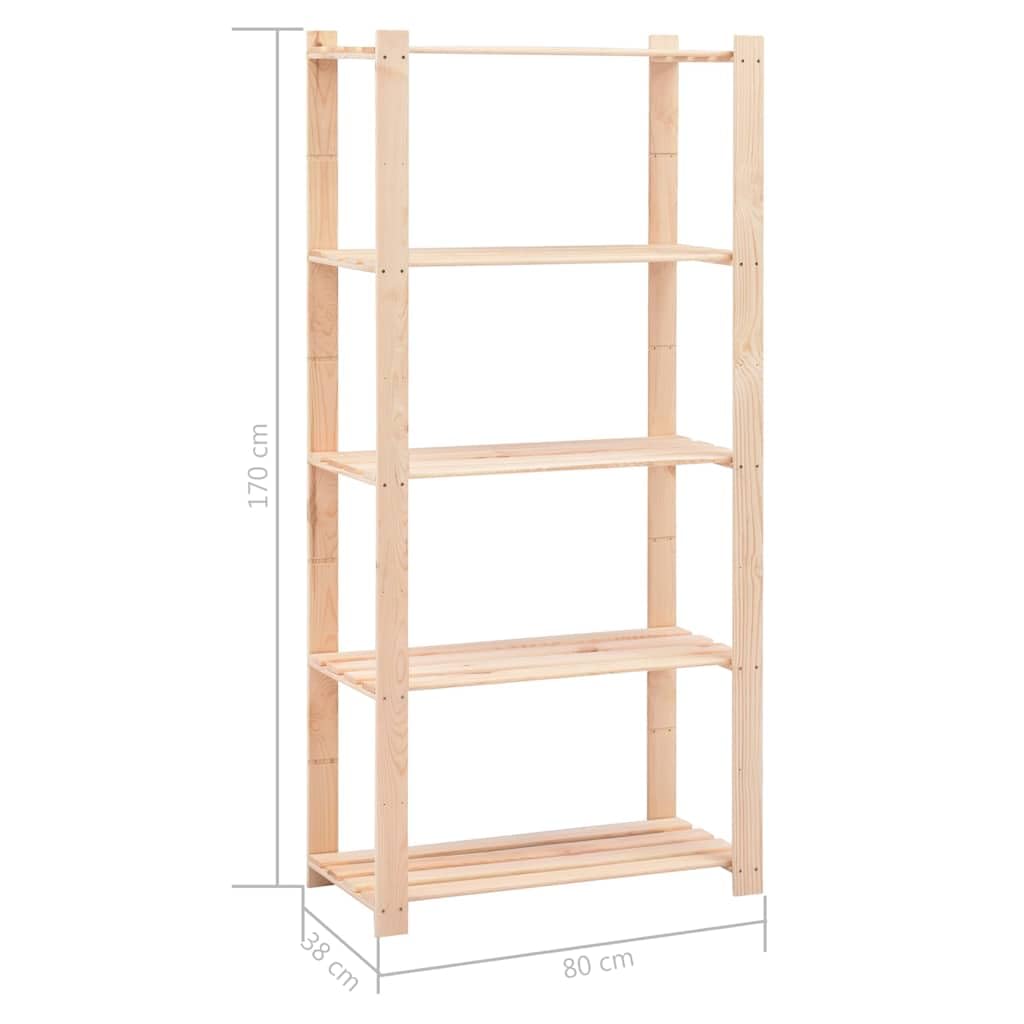 Lagerregale 5 Böden 3 STK. 80x38x170cm Massivholz Kiefer langlebig belastbar 250kg ideal für Werkstatt Lagerung Organisation zuhause und Gewerbe