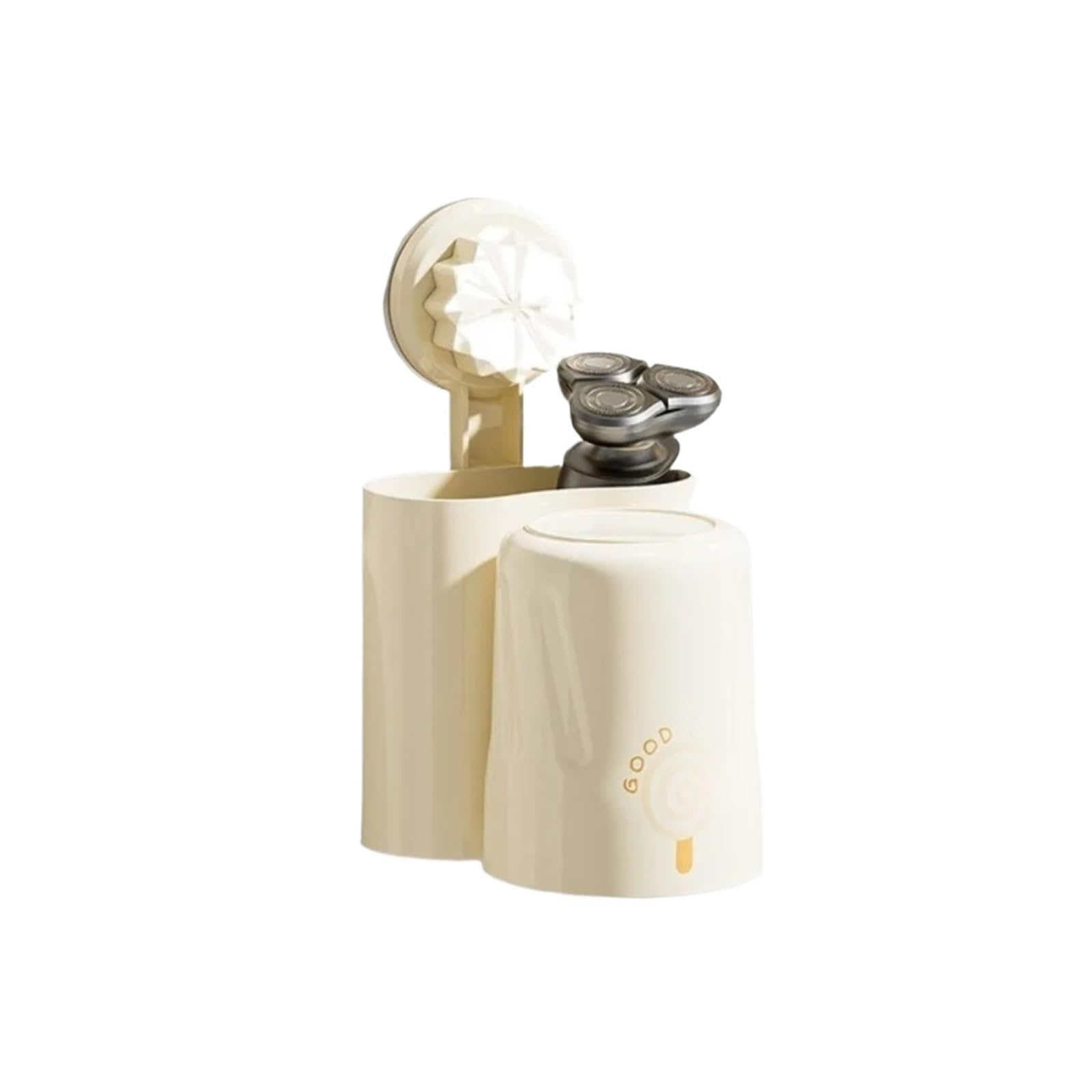 For Viajes en casa, Estante for Pasta de Dientes Impermeable montado la Pared, Soporte for Cepillo con Ventosa extraíble, Organizador baño plástico(Beige)