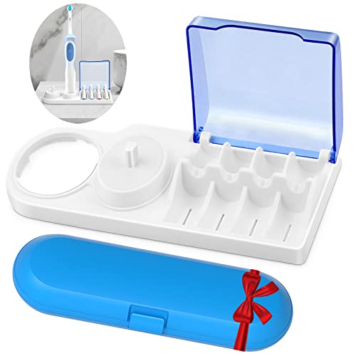 Portacepillos de Dientes Eléctrico, Soporte para Cabezal Cepillo Dientes con Tapa Antipolvo, Porta Titular Cepillo de Dientes Organizador de Baño, con 1 Estuche Viaje para Cepillo de Dientes Eléctrico