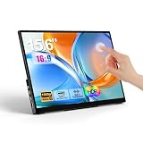 WCKUN Portable Monitor Touchscreen 15.6' 1080P FHD IPS, 10-Point Touch Travel Gaming Display with Dual Speakers & Kickstand, USB-C HDMI External Screen for Laptop, PS5, Switch (1080P Touch, 15.6Inch)
