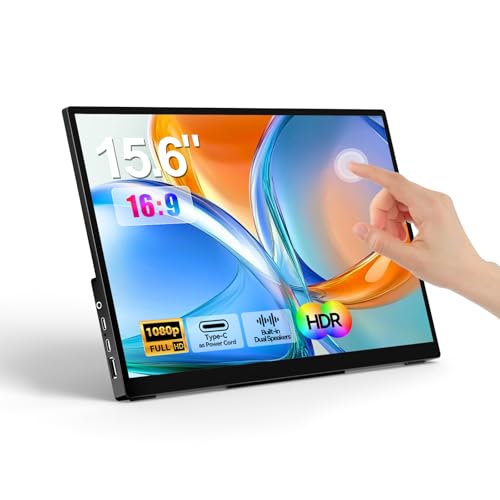 Image of Portable Monitor Touchscreen 15.6 inch 1080P FHD IPS, 10-Point Touch Travel Gaming Display with Dual Speakers & Kickstand, USB-C HDMI External Screen for Laptop, PS5, Switch (1080P Touch, 15.6Inch)