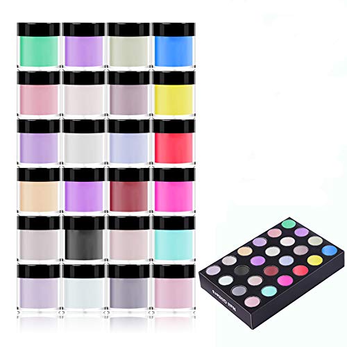 Acrylic Nail Powder Set Vcedas 24 Colors Acrylic Nail Art Tips UV Gel Carving Powder Dust Design Decoration 3D Manicure