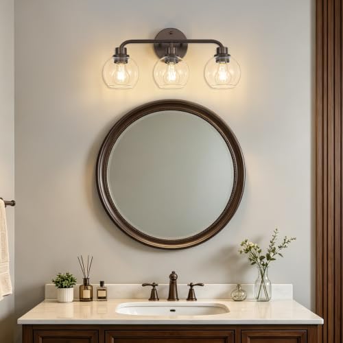 Image of Bathroom Light Fixtures Oil-Rubbed Bronze Vanity Light 3 Light