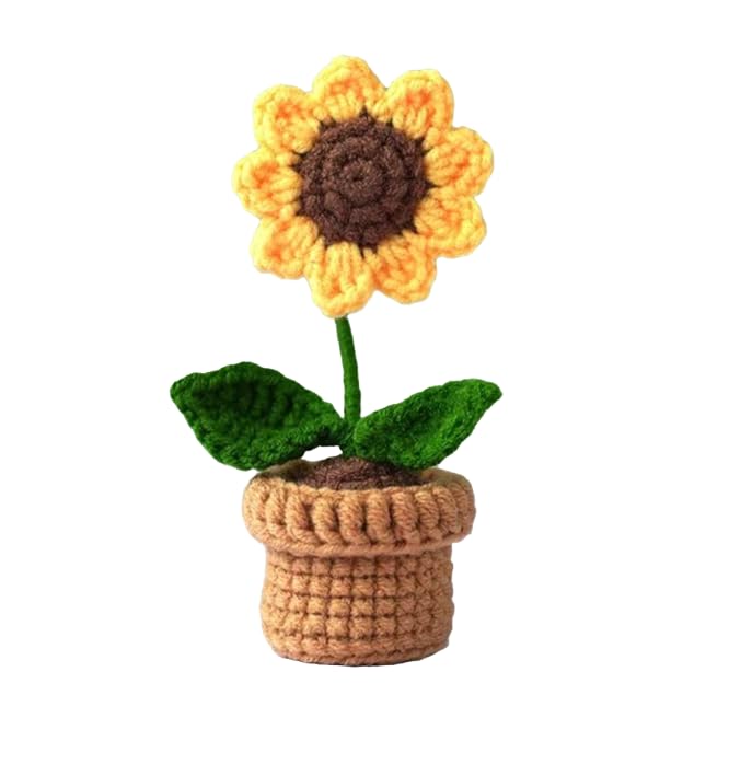 Craftera Crochet Cute Sunflower Mini Pot for Home Decoration Handmade Flowers,Small Potted Knitted Desk Table Decorations,Car Dashboard Decorations,Home Decor Gift Items(Pack of 1) (B0D31YLXN2) Amazon Price History, Amazon Price Tracker