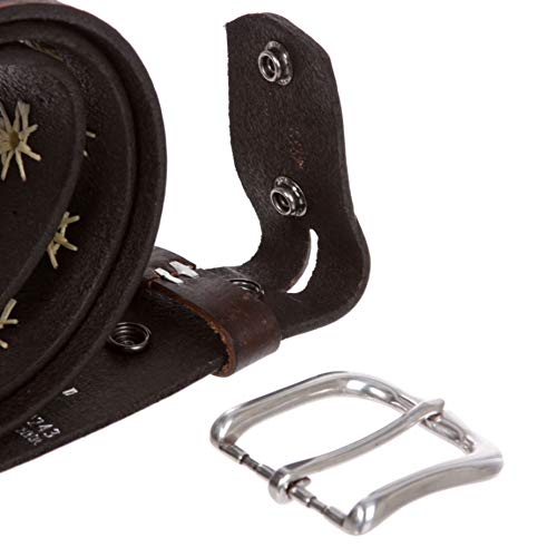 1 1/2" (38 mm) Snap on Western Vintage Embossed Sunflower Leather Belt3