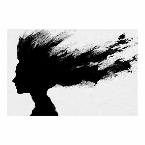 Toile de profil féminin œuvre artistique monochrome pour une ambiance zen