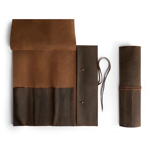 Rustic Leather Knife Roll Case, Durable Chef Knife Bag for Professional Chefs, Knife Roll Bag, Portable Carrying Case for Knives and Tools, Ideal for Culinary Travel, Knife Bags for Chefs Professional - Image 2