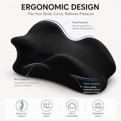 Prone Sleeping Pillow, 27° Ergonomic Body Support Wedge Pillow, Black - image 4