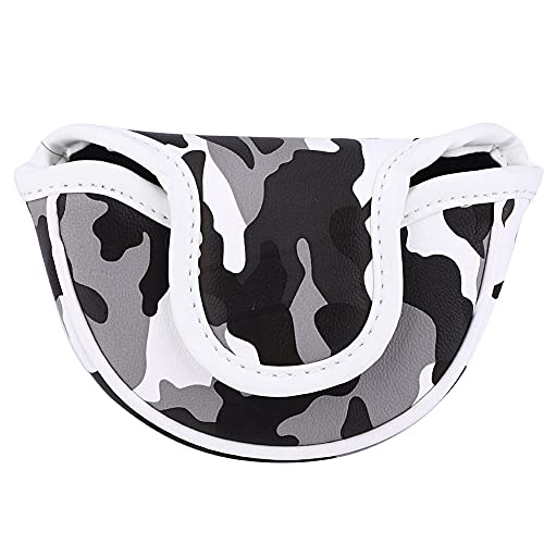 耐久性のあるカモフラージュPUレザーゴルフパターヘッドカバー - 防水性と 磁気バックル開閉 - ゴルフクラブを完璧に保護 (グレー)