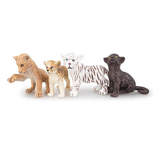 Toymany 8Pcs 2-5" Plastic Jungle Animals Figure Playset Includes Baby Animals, Realistic Lion,Tiger,Cheetah,Black Panther Figurines With Cub, Cake Toppers Christmas Birthday Toy Gift For Kids Toddlers #TOP3