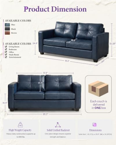 Image of 65'' Faux Leather Loveseat with USB, 2 Seater Couch for Small Space