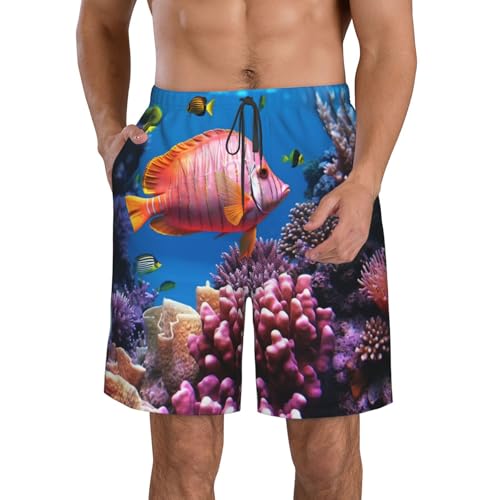 Underwater Fish Men's Quick Dry Beach Shorts Swim Trunks with Pockets Board Shorts