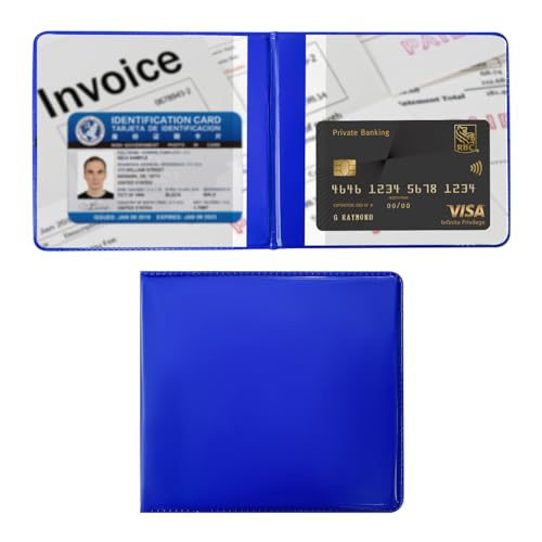 Ziciner Car Registration and Insurance Holder, 5.2"× 4.7" Premium Auto Glove Box Organizer with Closure, Essential Vehicle Document Holder for Card, Driver License (Blue)