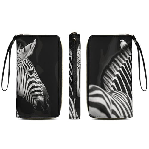 Women Wallets Black White Zebra Leather Wallet for Women Thin Wallet with Zipper Pocket Card Holder3