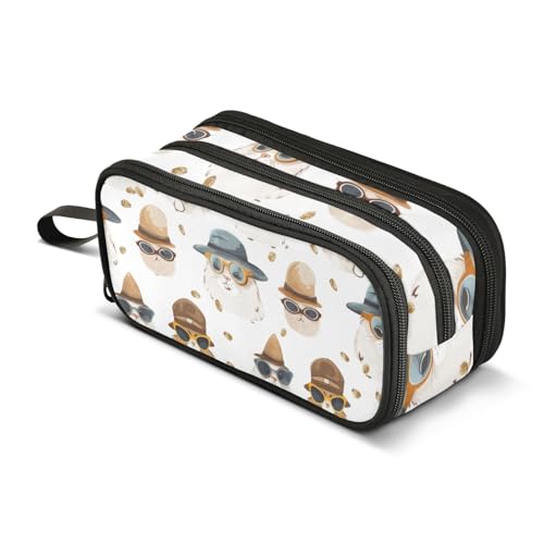 Astuccio con coniglio con occhiali da sole grande capacità per ragazzi e ragazze astuccio a 3 scomparti per studenti cancelleria organizer per pennarelli per scuola ufficio lavoro