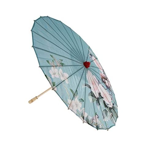 LOVIVER Silk Cloth Parasol (33-Inch, Peony) - Chinese Japanese Style Paper Umbrella - for Weddings and Personal Sun Protection Cover