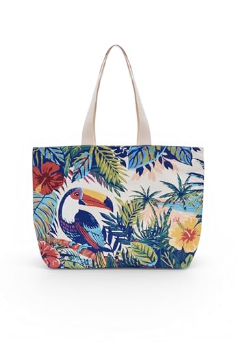 KOALA BAY | Puersi | Bolso de Playa para Mujer | Estampado Tropical Tucan | Color Multicolor