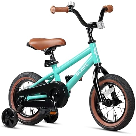 Glerc Pongo 14 Inch Little Kids Bike for Age 3 4 5 Years Old Boys Girls Retro Vintage Style Children Bicycles with Bell Ring & Training Wheels Coaster Brake, Cyan Cover