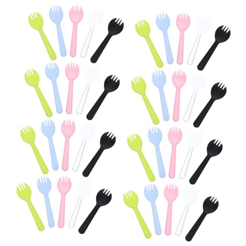 TOVINANNA 100Pcs Mini Disposable Sporks Cake Fork and Spoon for Desserts Portable and Lightweight Tableware for Parties Home and Restaurants No Cleaning Required