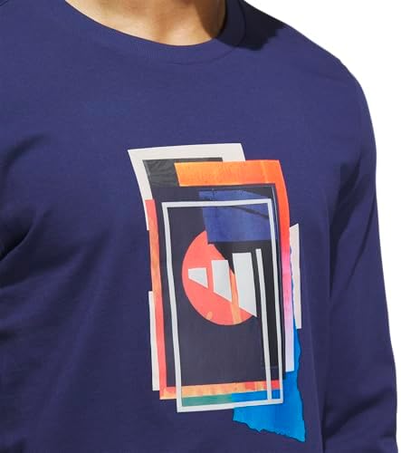 adidas Men's Beyond Graphic Long Sleeve T-Shirt, Dark Blue, Medium - 5