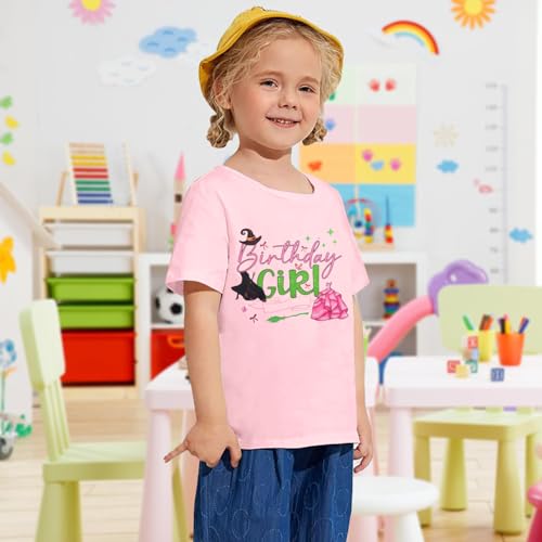 Image of Birthday Girl Shirt Kids Magical Castle Tshirt Birthday Princess T-Shirt Toddler Girls Party Gifts Tee Family Vacation Tops C-Pink