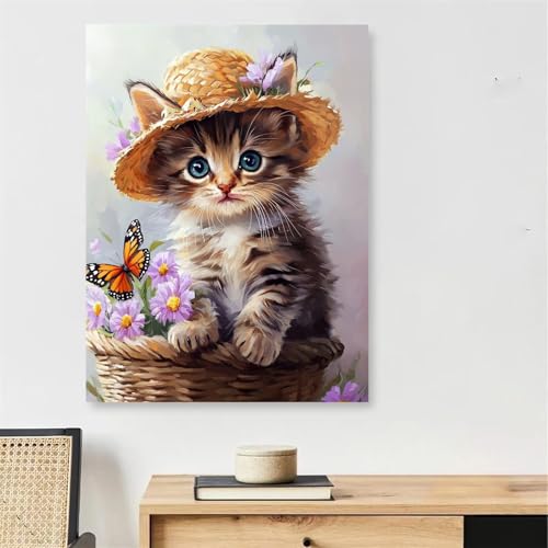 Peinture par numéro adulte chat papillon avec kit pinceaux numéro d'art
