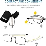 2 Pairs Reading Glasses Folding Readers For Men Women Blue Light Blocking with Case